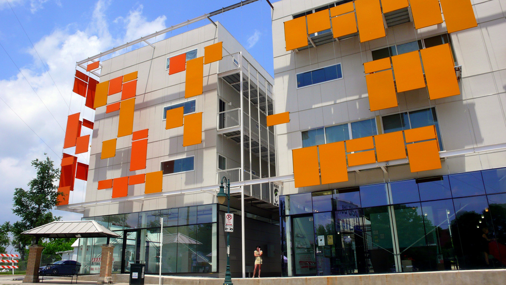 Austin's East Side has changed a lot in recent years, with new construction, like this modern condo on 11th Street, popping up everywhere. Photo credit Flickr user Matthew Rutledge. 