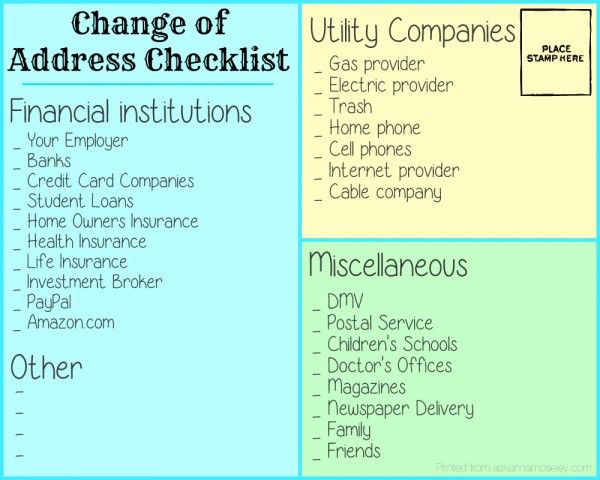 change of address checklist